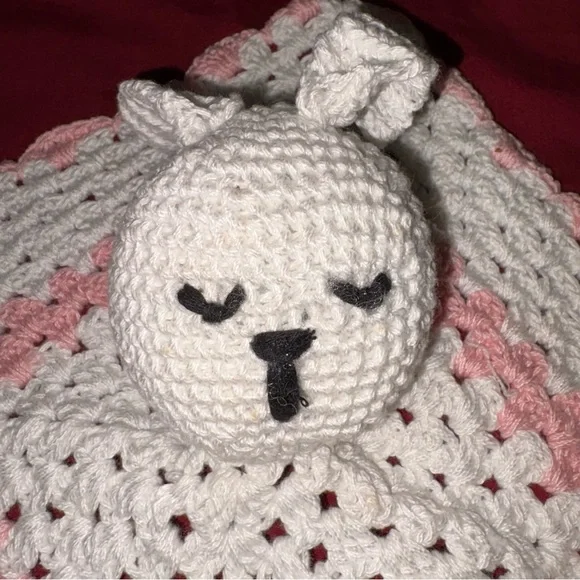 Hand-Crochet Baby Lovey Blanket with Bunny Design - Picture 2 of 6